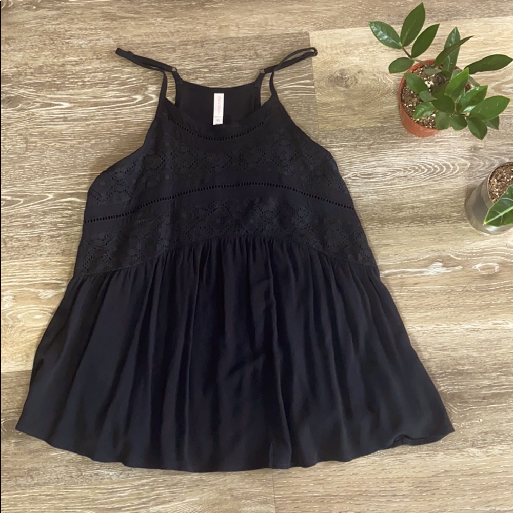 Black tank with lace details